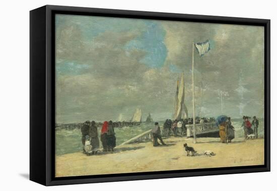 On the Jetty, C. 1869-70 (Oil on Wood)-Eugene Louis Boudin-Framed Premier Image Canvas