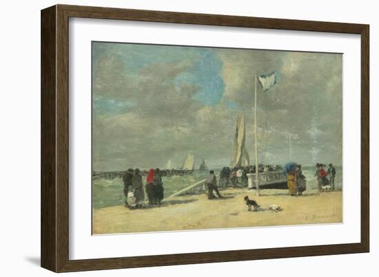 On the Jetty, C. 1869-70 (Oil on Wood)-Eugene Louis Boudin-Framed Giclee Print