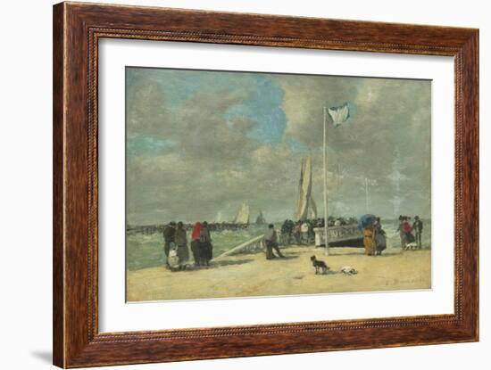 On the Jetty, C. 1869-70 (Oil on Wood)-Eugene Louis Boudin-Framed Giclee Print