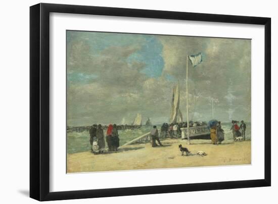 On the Jetty, C. 1869-70 (Oil on Wood)-Eugene Louis Boudin-Framed Giclee Print