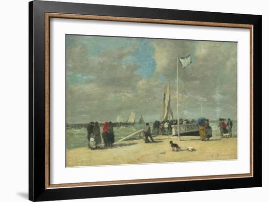 On the Jetty, C. 1869-70 (Oil on Wood)-Eugene Louis Boudin-Framed Giclee Print