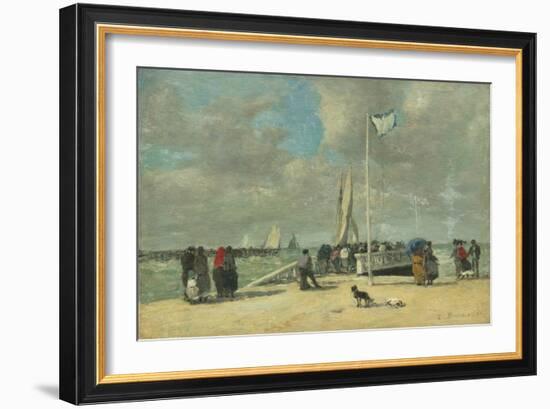 On the Jetty, C. 1869-70 (Oil on Wood)-Eugene Louis Boudin-Framed Giclee Print