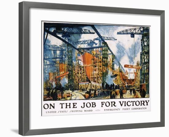 On the Job for Victory Poster-Jonas Lie-Framed Giclee Print