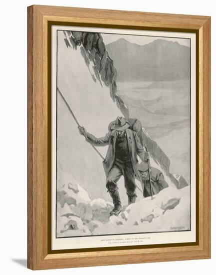 On the Klondike Trail, Gold Prospectors at the Summit of the Notorious Chilkoot Pass-Julius M. Price-Framed Stretched Canvas