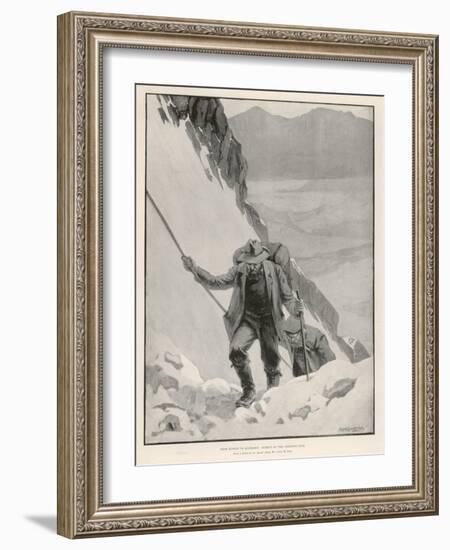 On the Klondike Trail, Gold Prospectors at the Summit of the Notorious Chilkoot Pass-Julius M. Price-Framed Art Print