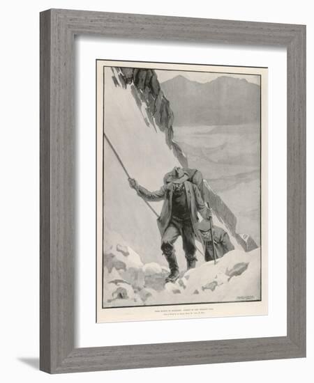 On the Klondike Trail, Gold Prospectors at the Summit of the Notorious Chilkoot Pass-Julius M. Price-Framed Art Print