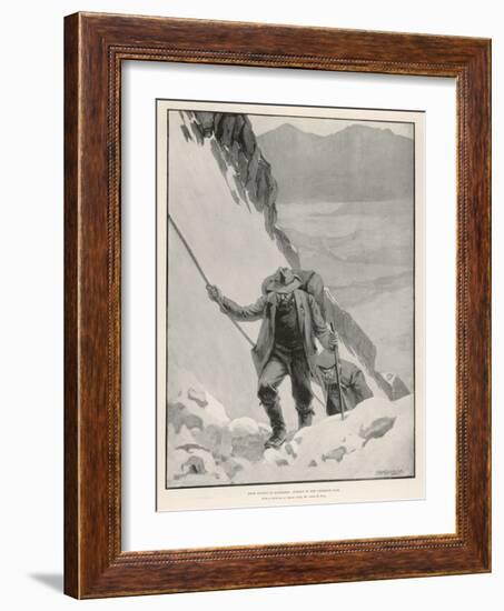 On the Klondike Trail, Gold Prospectors at the Summit of the Notorious Chilkoot Pass-Julius M. Price-Framed Art Print