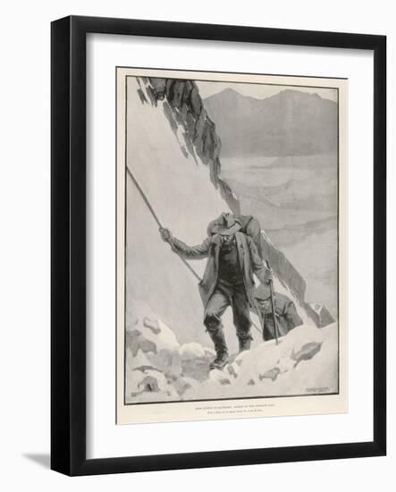 On the Klondike Trail, Gold Prospectors at the Summit of the Notorious Chilkoot Pass-Julius M. Price-Framed Art Print