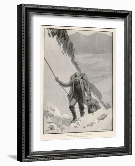 On the Klondike Trail, Gold Prospectors at the Summit of the Notorious Chilkoot Pass-Julius M. Price-Framed Art Print