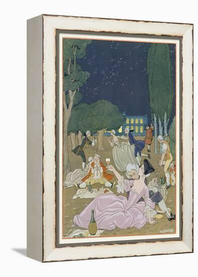 On the Lawn, Illustration for 'Fetes Galantes' by Paul Verlaine (1844-96) 1923 (Pochoir Print)-Georges Barbier-Framed Premier Image Canvas