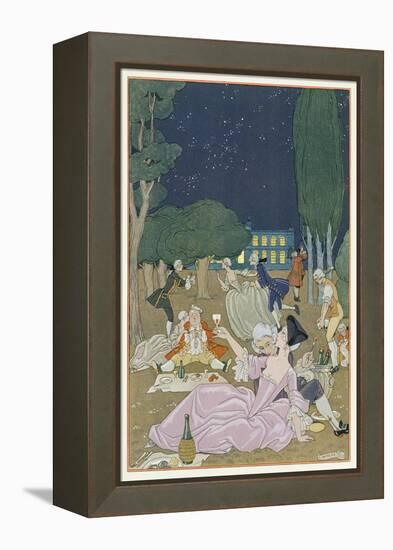 On the Lawn, Illustration for 'Fetes Galantes' by Paul Verlaine (1844-96) 1923 (Pochoir Print)-Georges Barbier-Framed Premier Image Canvas