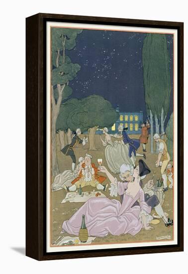 On the Lawn, Illustration for 'Fetes Galantes' by Paul Verlaine (1844-96) 1923 (Pochoir Print)-Georges Barbier-Framed Premier Image Canvas