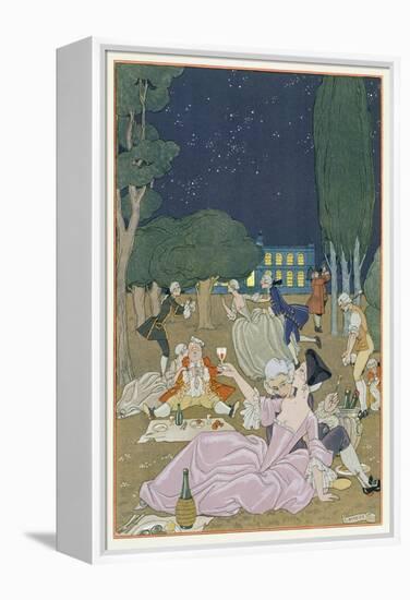 On the Lawn, Illustration for 'Fetes Galantes' by Paul Verlaine (1844-96) 1923 (Pochoir Print)-Georges Barbier-Framed Premier Image Canvas