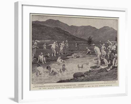 On the March with the Tirah Expedition, a Dip in the Kohat Stream-Henry Marriott Paget-Framed Giclee Print