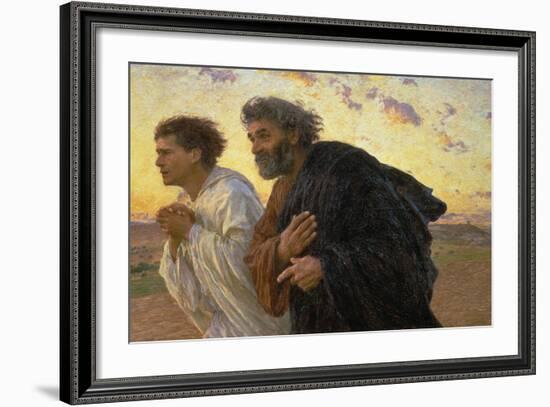 On the Morning of the Resurrection, the Disciples Peter and John on their Way to the Grave-Eugene Burnand-Framed Giclee Print