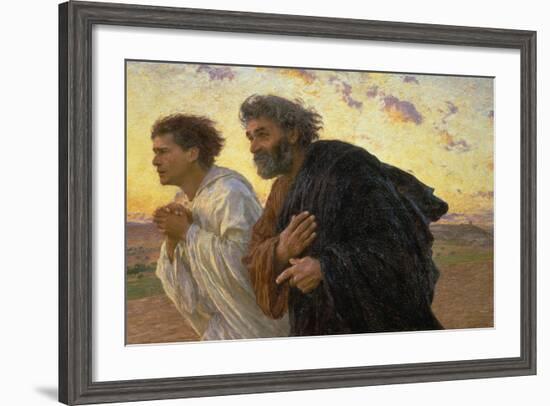 On the Morning of the Resurrection, the Disciples Peter and John on their Way to the Grave-Eugene Burnand-Framed Giclee Print