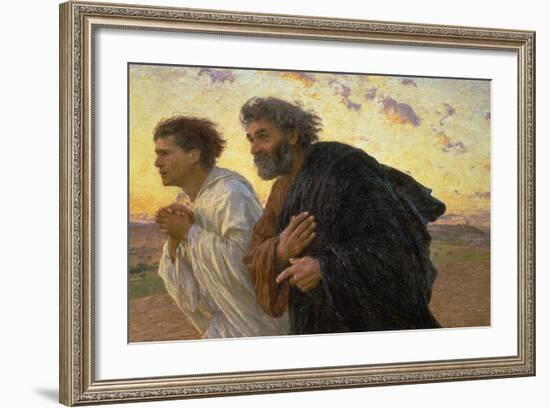 On the Morning of the Resurrection, the Disciples Peter and John on their Way to the Grave-Eugene Burnand-Framed Giclee Print