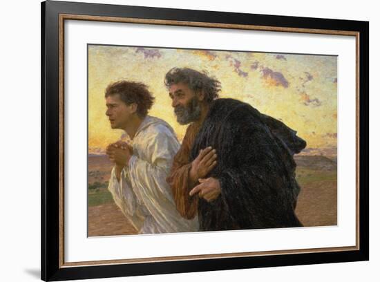 On the Morning of the Resurrection, the Disciples Peter and John on their Way to the Grave-Eugene Burnand-Framed Giclee Print