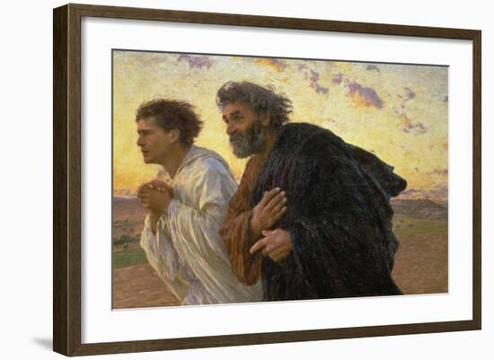 On the Morning of the Resurrection, the Disciples Peter and John on their Way to the Grave-Eugene Burnand-Framed Giclee Print