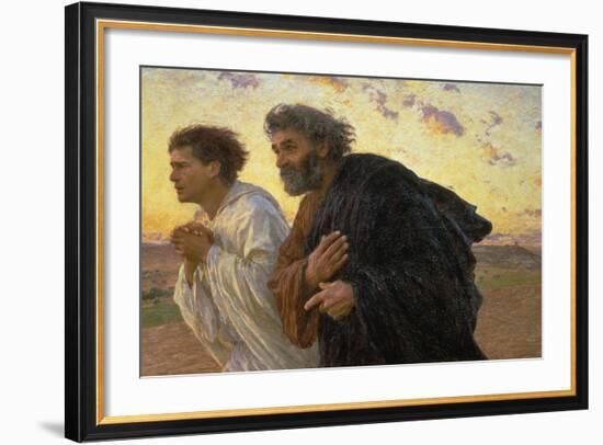 On the Morning of the Resurrection, the Disciples Peter and John on their Way to the Grave-Eugene Burnand-Framed Giclee Print