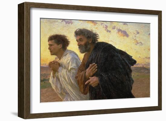 On the Morning of the Resurrection, the Disciples Peter and John on their Way to the Grave-Eugene Burnand-Framed Giclee Print