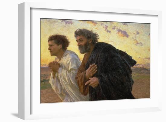 On the Morning of the Resurrection, the Disciples Peter and John on their Way to the Grave-Eugene Burnand-Framed Giclee Print