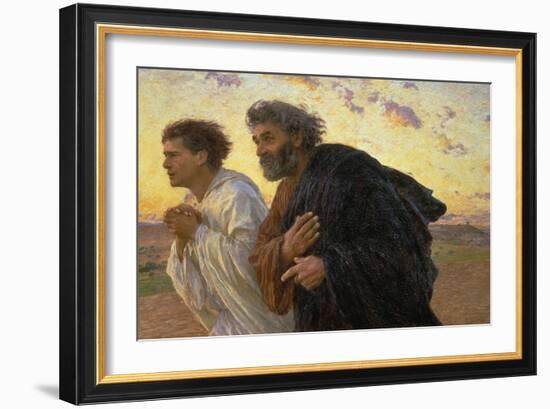 On the Morning of the Resurrection, the Disciples Peter and John on their Way to the Grave-Eugene Burnand-Framed Giclee Print