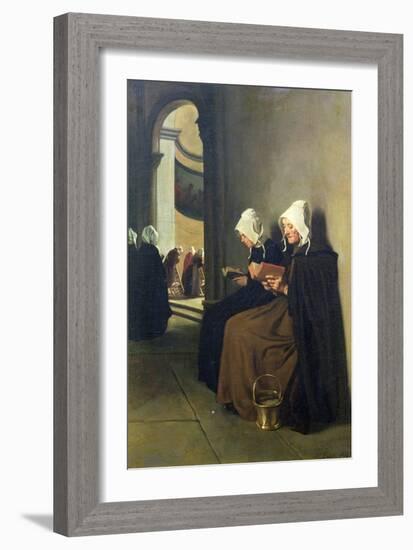 On the Pauper's Bench, Souvenir of Brittany, 1864 (Oil on Canvas)-Francois Bonvin-Framed Giclee Print