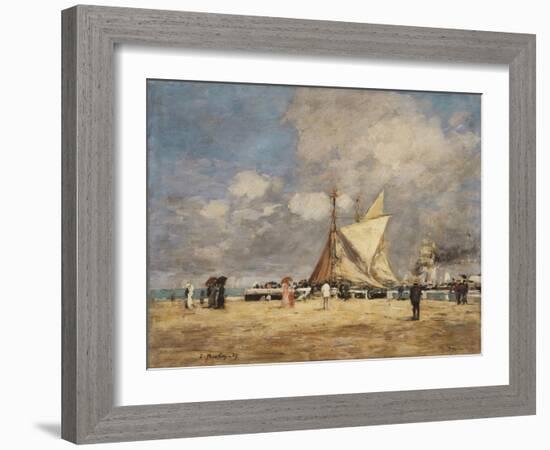 On the Pier, Deauville, 1889-Eugène Boudin-Framed Giclee Print