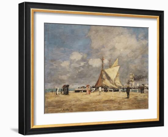 On the Pier, Deauville, 1889-Eugène Boudin-Framed Giclee Print