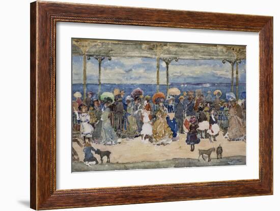 On the Pier, Nantasket, C.1900-05 (W/C & Graphite on Wove Paper)-Maurice Brazil Prendergast-Framed Giclee Print