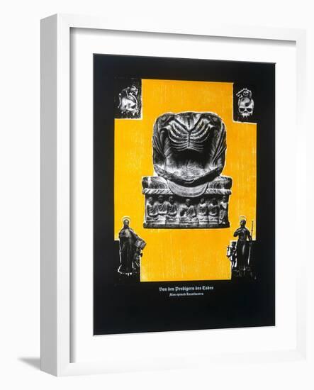 On the Preachers of Death, Thus Spoke Zarathustra, 2023 (Woodcut and Silkscreen)-Guilherme Pontes-Framed Giclee Print