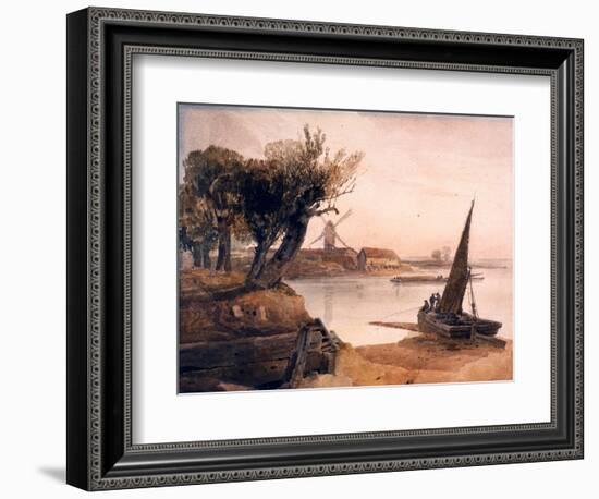 On the River Witham (W/C on Wove Paper)-Peter De Wint-Framed Giclee Print