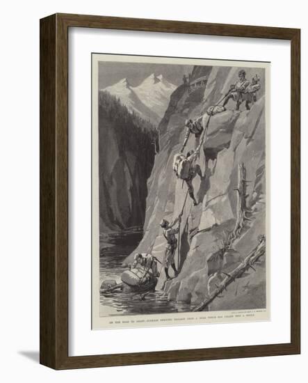 On the Road to Gilgit, Gurkhas Rescuing Baggage from a Mule Which Has Fallen into a Defile-null-Framed Giclee Print