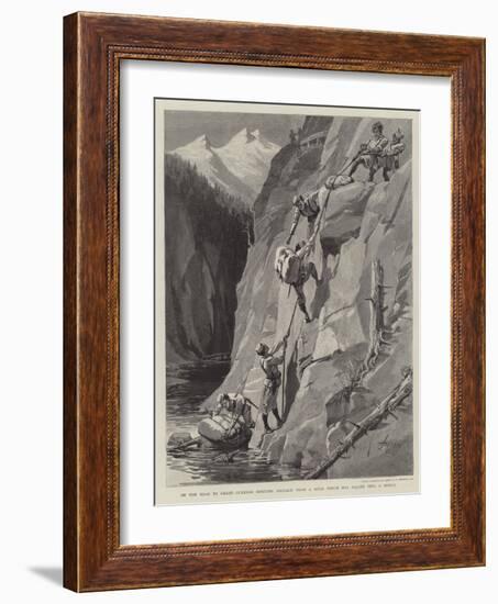 On the Road to Gilgit, Gurkhas Rescuing Baggage from a Mule Which Has Fallen into a Defile-null-Framed Giclee Print