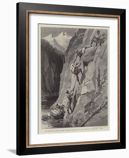 On the Road to Gilgit, Gurkhas Rescuing Baggage from a Mule Which Has Fallen into a Defile-null-Framed Giclee Print