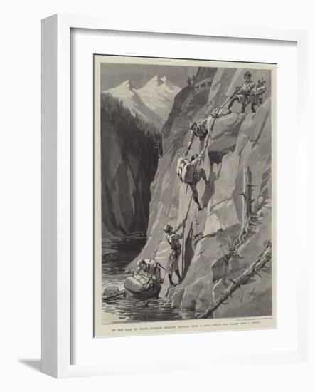 On the Road to Gilgit, Gurkhas Rescuing Baggage from a Mule Which Has Fallen into a Defile-null-Framed Giclee Print