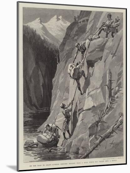 On the Road to Gilgit, Gurkhas Rescuing Baggage from a Mule Which Has Fallen into a Defile-null-Mounted Giclee Print