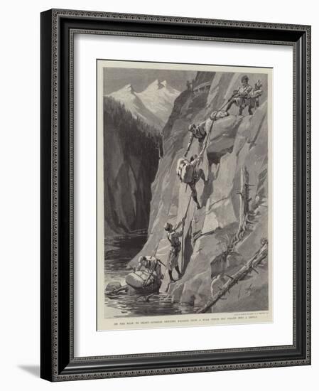 On the Road to Gilgit, Gurkhas Rescuing Baggage from a Mule Which Has Fallen into a Defile-null-Framed Giclee Print