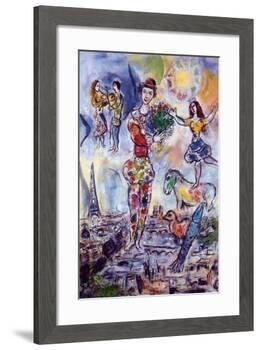 On the Roof of Paris-Marc Chagall-Framed Art Print