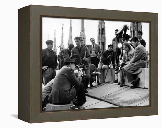 On the set of film "Rocco and his Brothers" , Luchino Visconti directs Annie Girardot and Alain Del-null-Framed Stretched Canvas