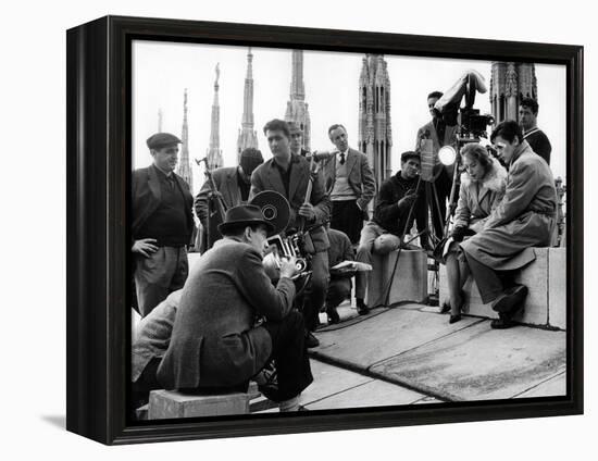 On the set of film "Rocco and his Brothers" , Luchino Visconti directs Annie Girardot and Alain Del-null-Framed Stretched Canvas