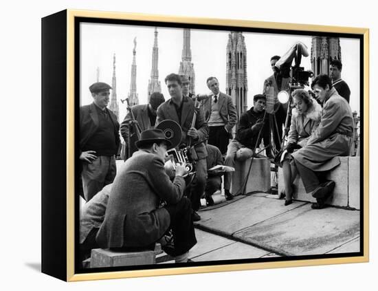 On the set of film "Rocco and his Brothers" , Luchino Visconti directs Annie Girardot and Alain Del-null-Framed Stretched Canvas