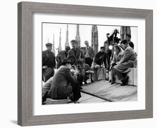 On the set of film "Rocco and his Brothers" , Luchino Visconti directs Annie Girardot and Alain Del-null-Framed Photo