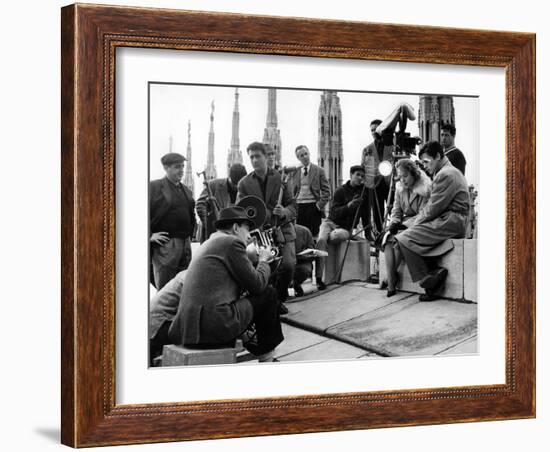 On the set of film "Rocco and his Brothers" , Luchino Visconti directs Annie Girardot and Alain Del-null-Framed Photo