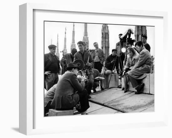 On the set of film "Rocco and his Brothers" , Luchino Visconti directs Annie Girardot and Alain Del-null-Framed Photo