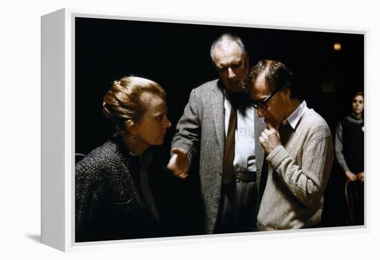 On the set, Woody Allen directs Gena Rowlands and Jacques Haussmann. ANOTHER WOMAN, 1988 directed b-null-Framed Stretched Canvas