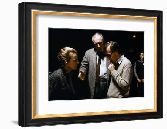 On the set, Woody Allen directs Gena Rowlands and Jacques Haussmann. ANOTHER WOMAN, 1988 directed b-null-Framed Photo