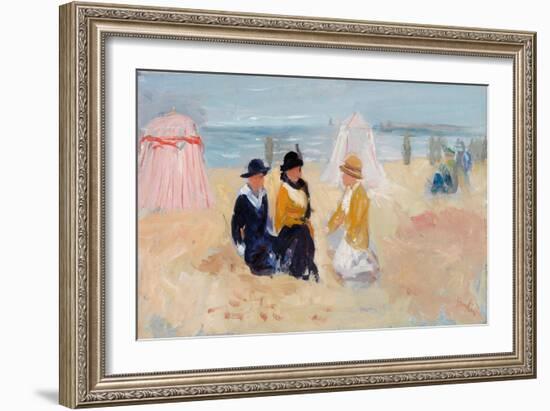 On the Shore, C.1910-14 (Oil on Millboard)-George Leslie Hunter-Framed Giclee Print