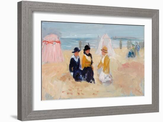 On the Shore, C.1910-14 (Oil on Millboard)-George Leslie Hunter-Framed Giclee Print